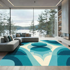 Art Deco Teal Archway Waves Rug