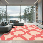 Coral Peach Organic Interlocking Shapes Rug