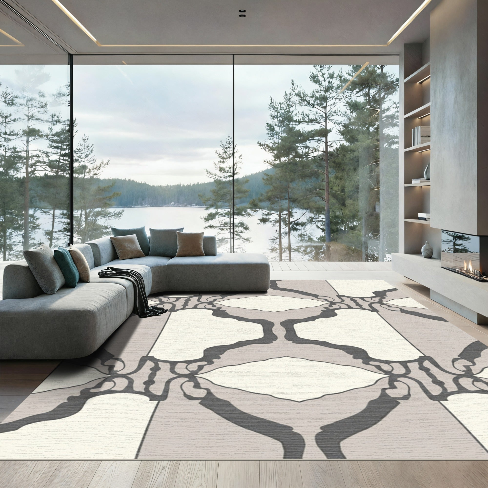 Neutral Ochre Organic Link Rug
