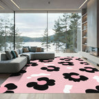 Pink Black Floral Aura Rug