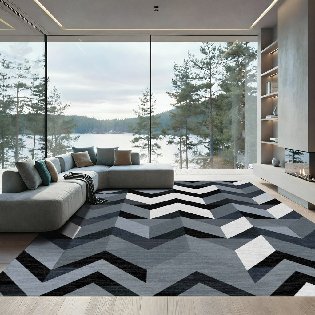 Monochromatic Zigzag Geometric Abstraction Rug