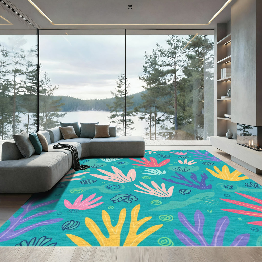 Coral Reef Tropical Underwater Garden Rug