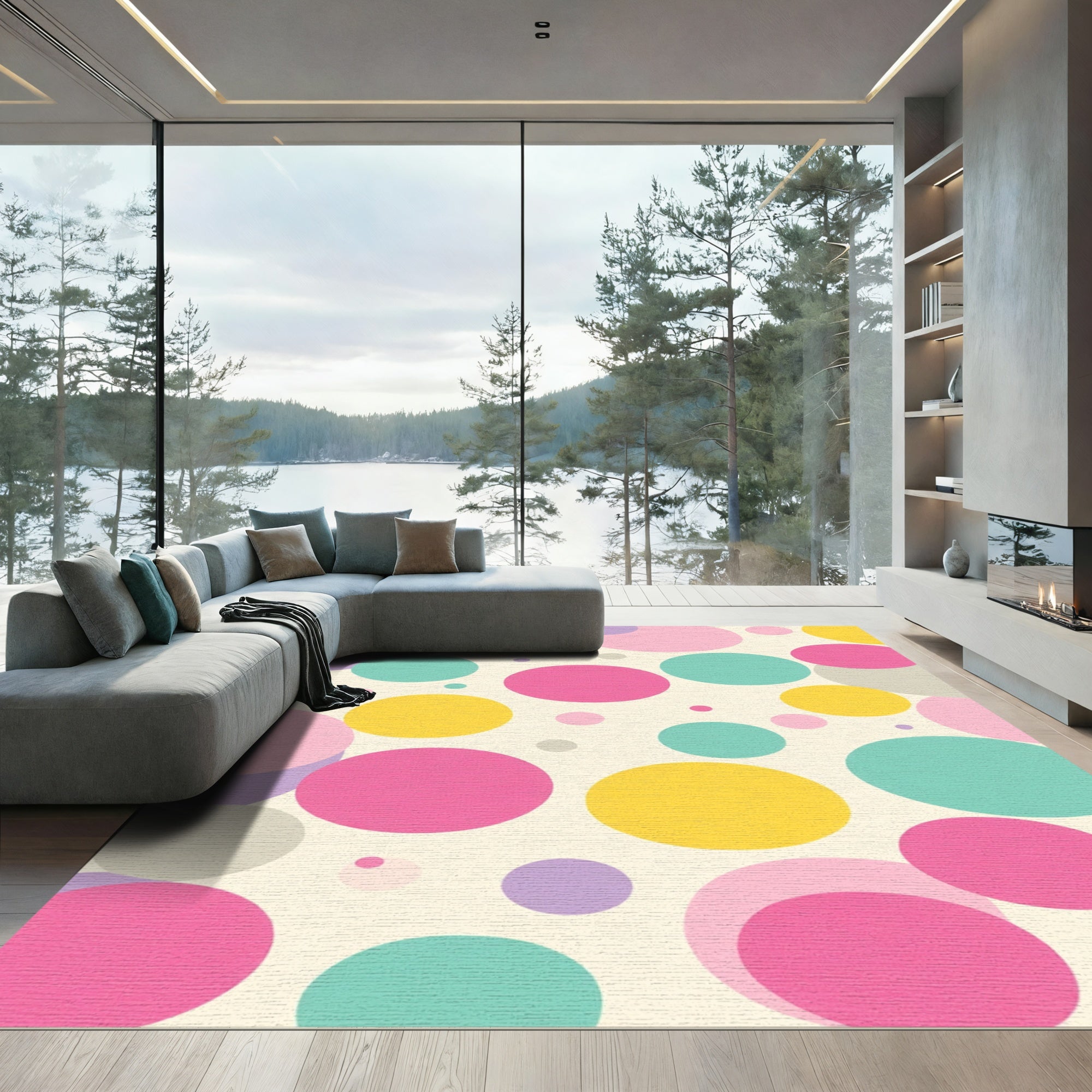 Playful Multicolor Polka Dot Circles Rug