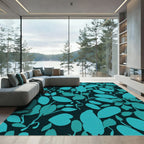 Teal Leafy Vine Silhouette Rug