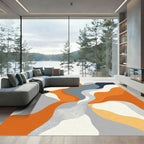 Orange Gray Abstract Wavy Flow Rug