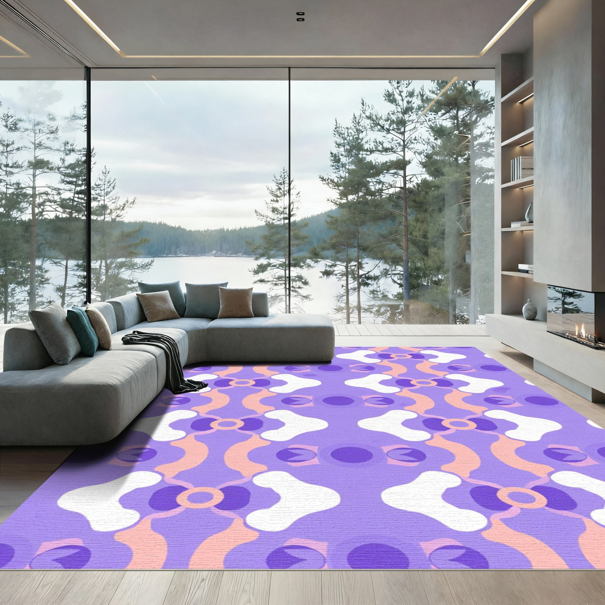Lavender Purple Abstract Organic Shapes Rug