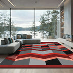 Red Gray Black Chevron Stripes Rug