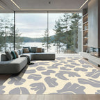 Soft Gray Abstract Organic Shapes Rug