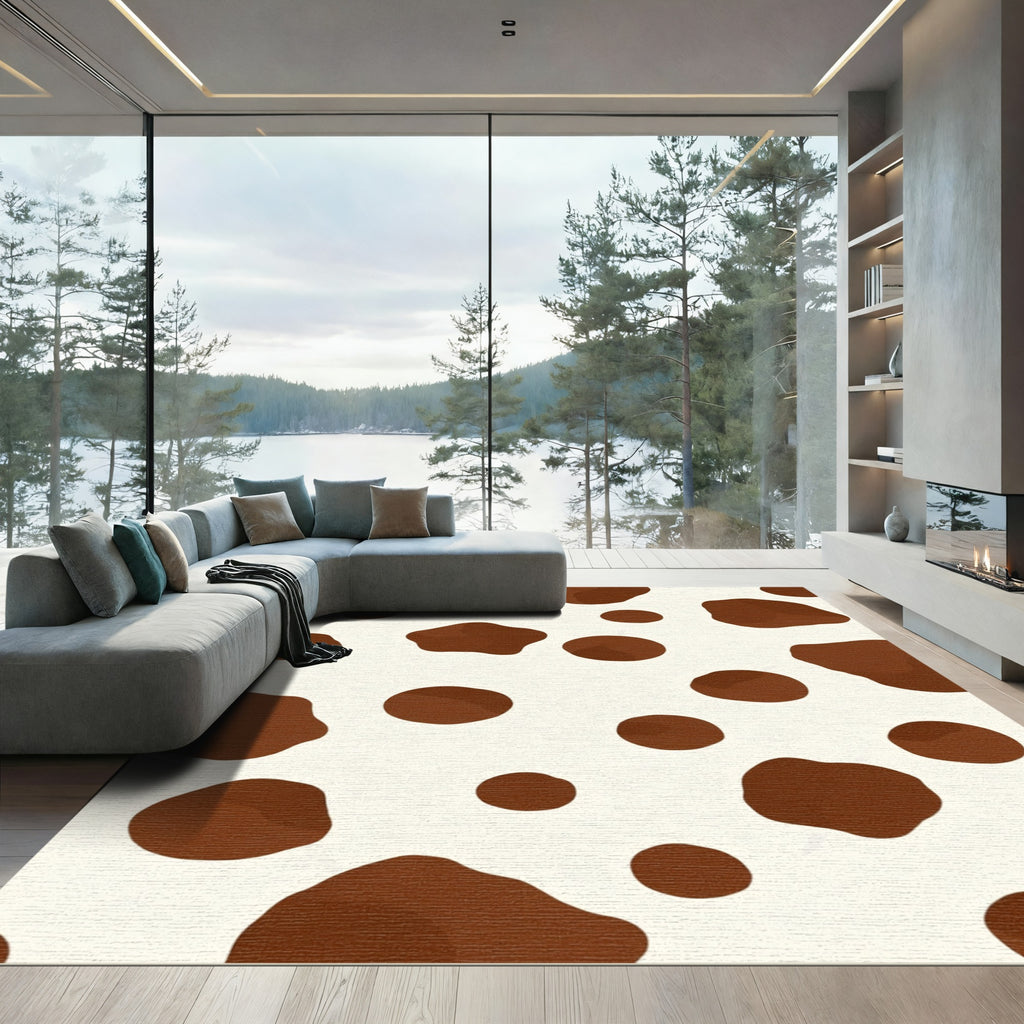 Brown and Cream Cow Spots Rug