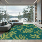 Green Leafy Tropical Foliage Rug