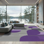 Abstract Purple Gray Geometric Stripes Rug