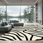 Organic Black Cream Abstract Swirl Rug