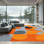 Mid Century Modern Geometric Circles Rug