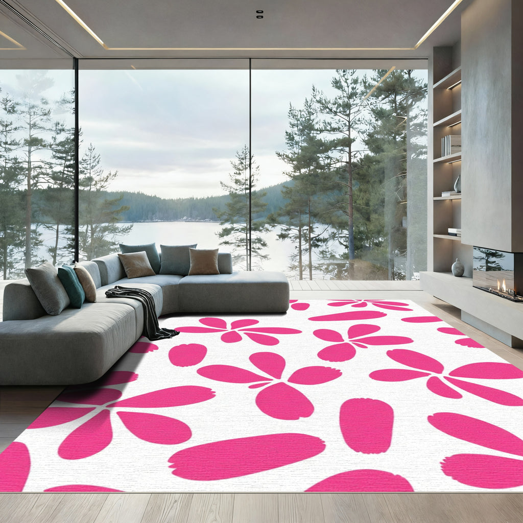 Bright Pink Petal Scatter Rug