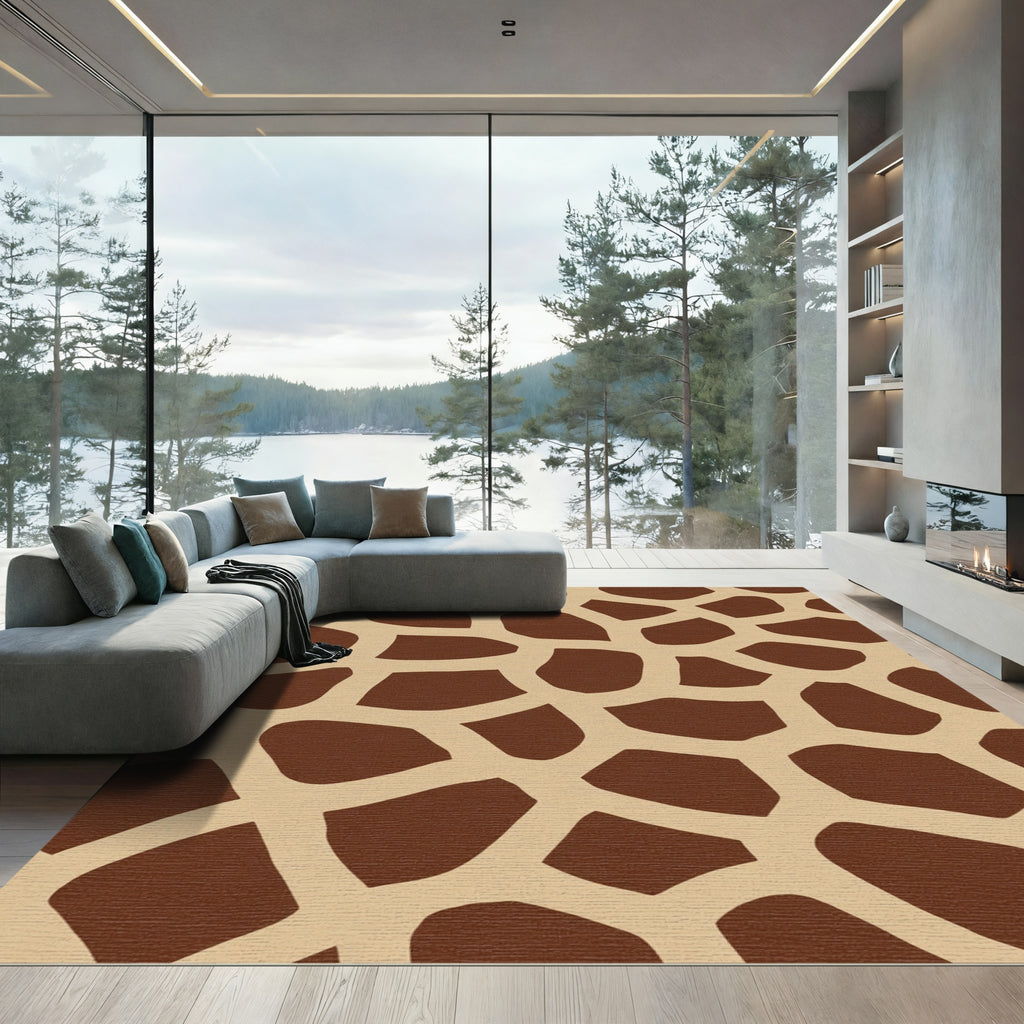 Brown Tan Animal Print Patch Rug