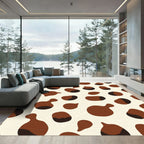 Brown Cream Abstract Blobs Rug