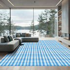 Classic Blue White Gingham Weave Rug