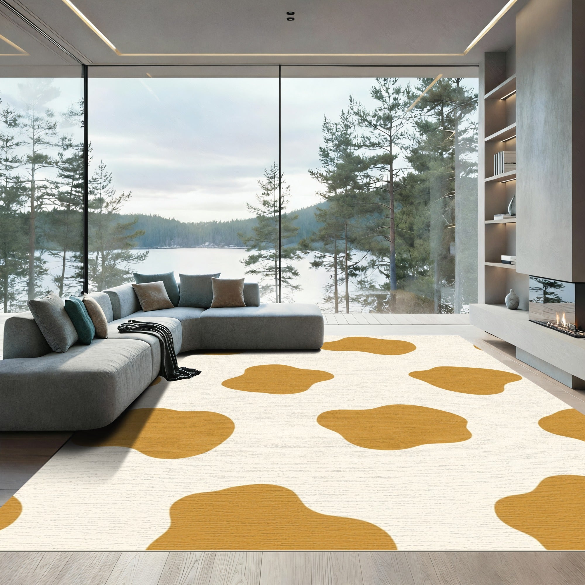 Ochre Spots Abstract Composition Rug