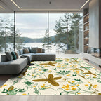 Golden Yellow Vine Floral Rug