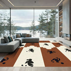 Checkerboard Black Ochre Abstract Figures Rug