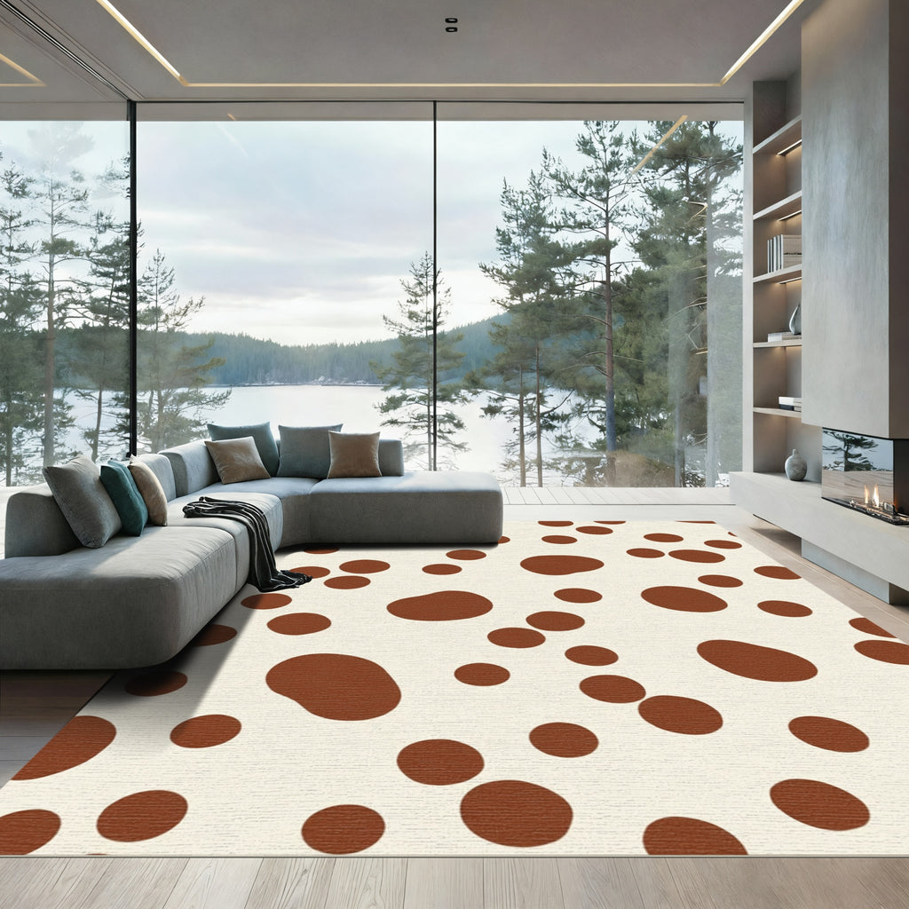 Cream Brown Polka Dot Splash Rug