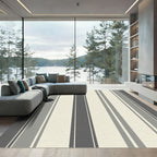 Modern Gray Cream Vertical Stripes Rug