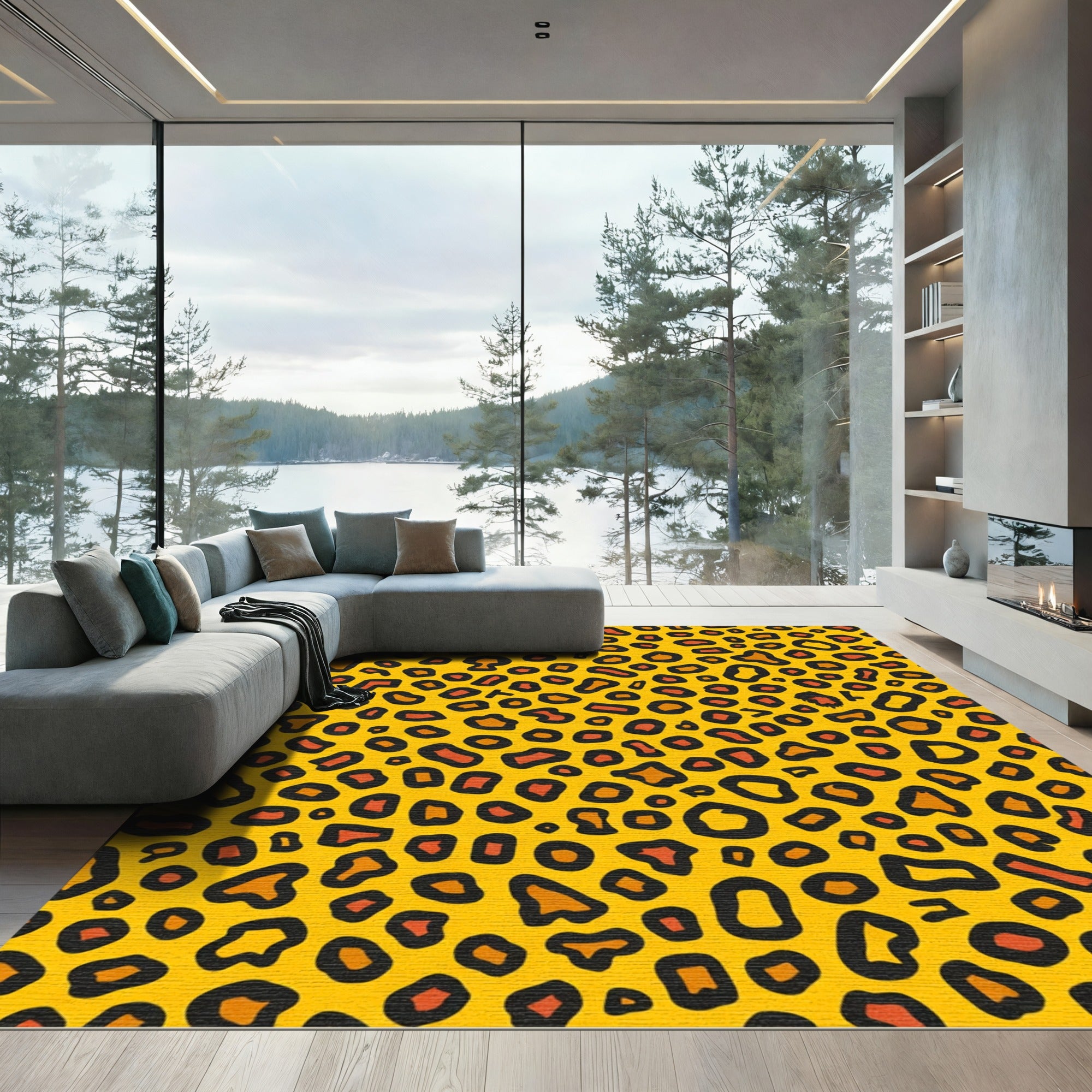 Bold Orange Leopard Spot Rug