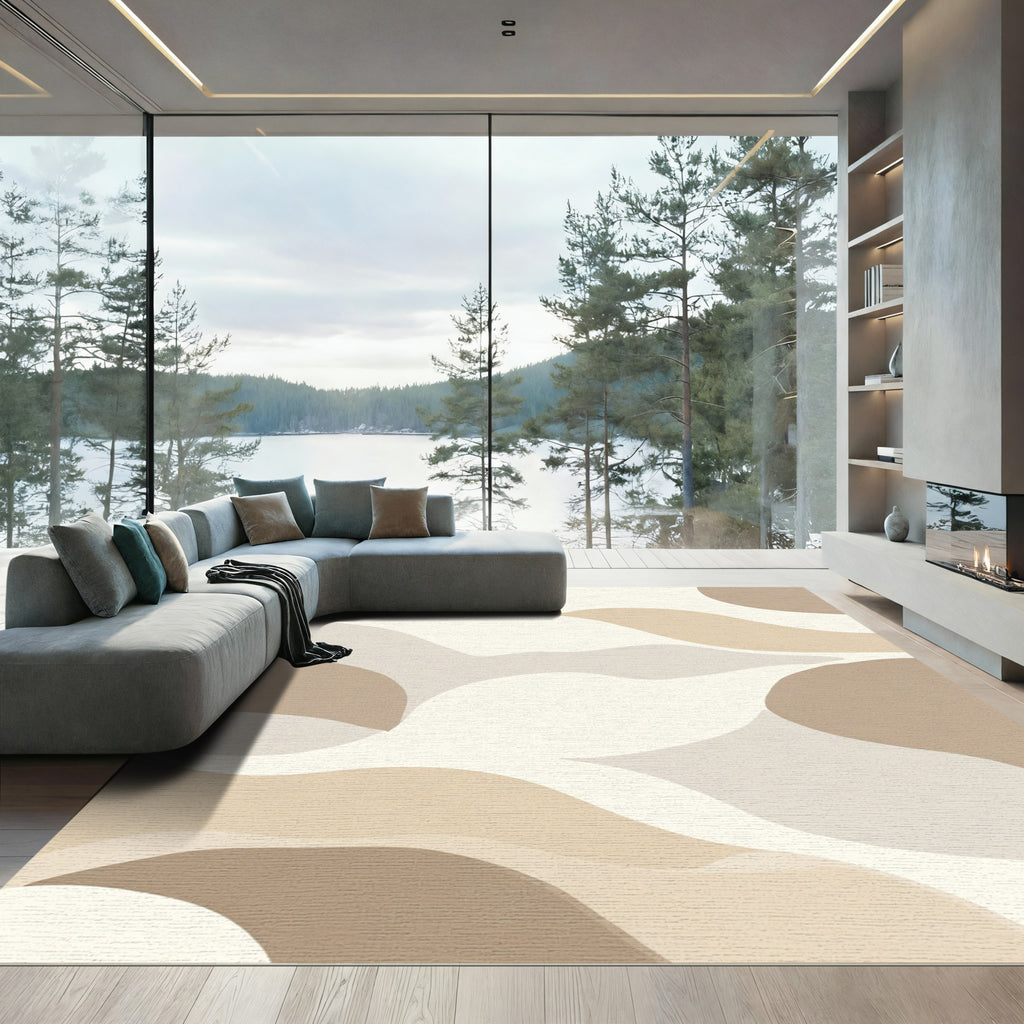 Earthy Abstract Organic Wave Rug
