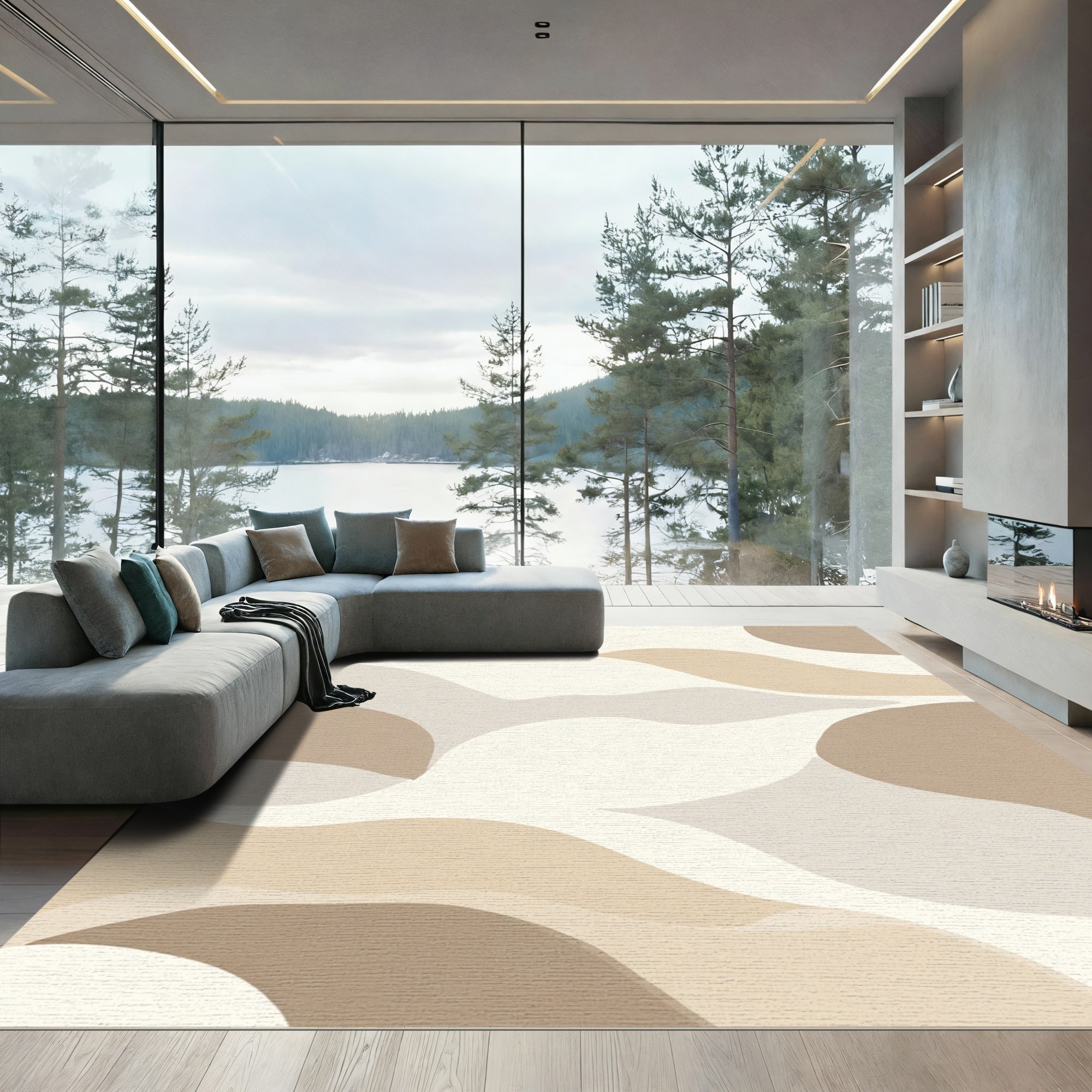 Earthy Abstract Organic Wave Rug