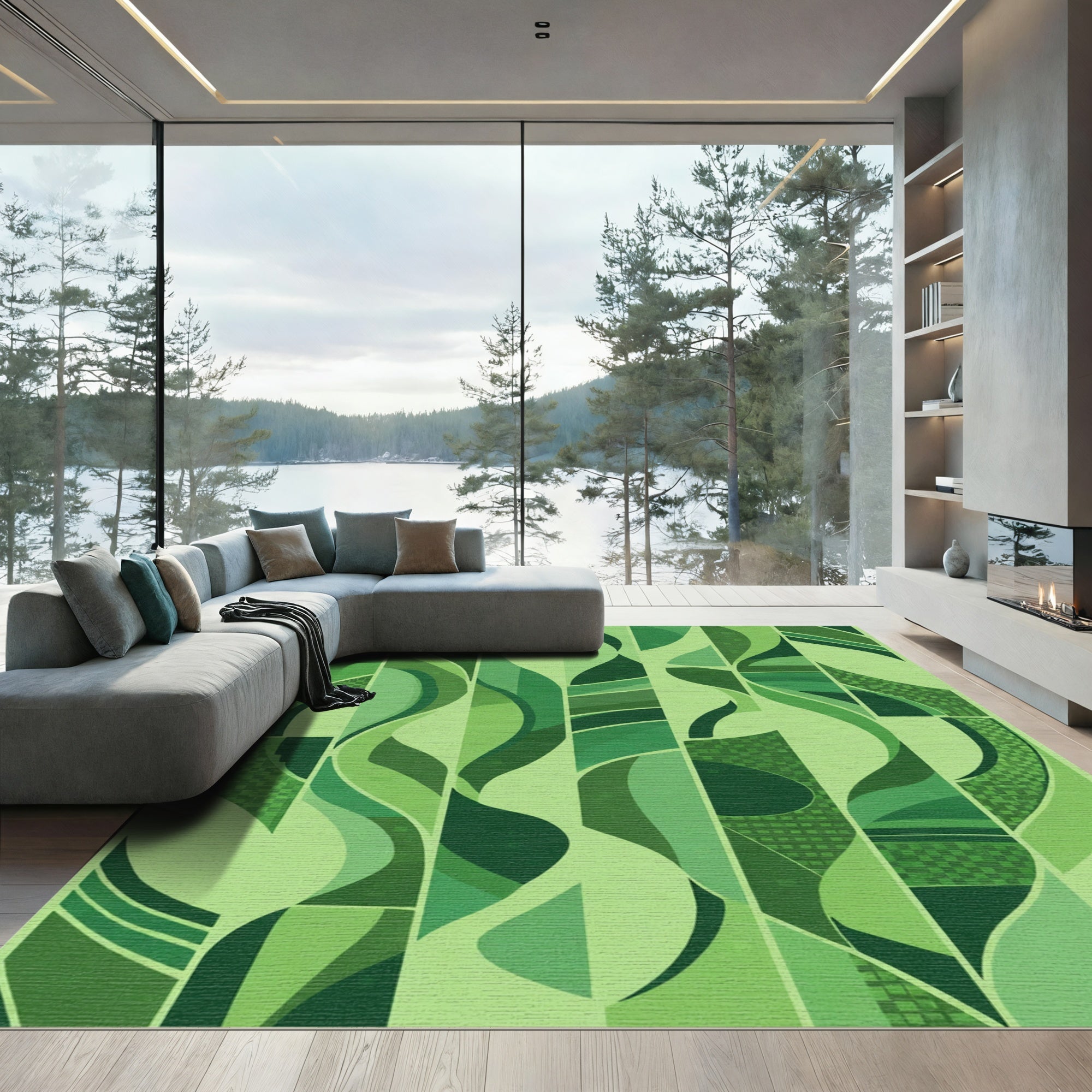 Verdant Abstract Organic Stripe Rug