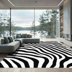 Bold Black White Animal Stripe Rug