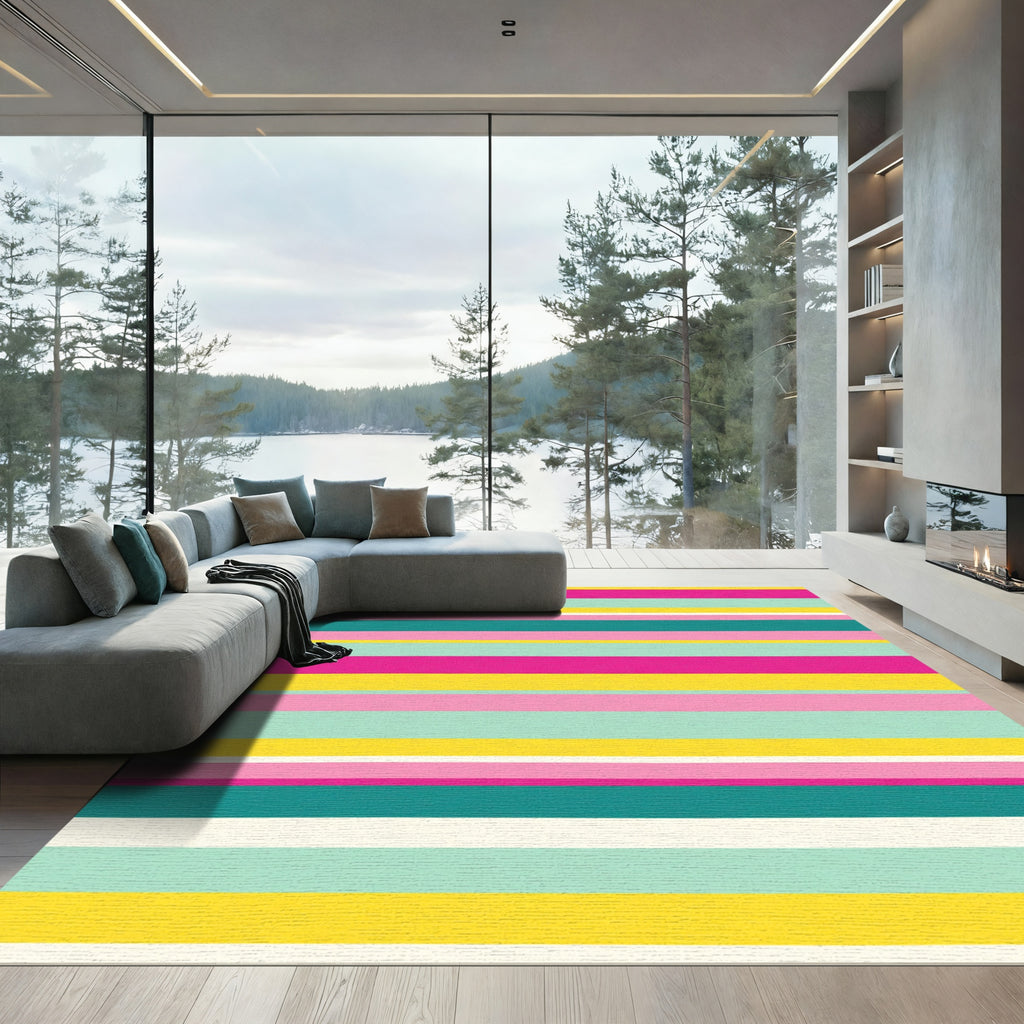 Vibrant Horizontal Candy Stripes Rug
