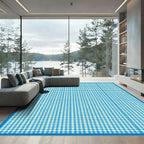 Classic Blue Cream Gingham Check Rug