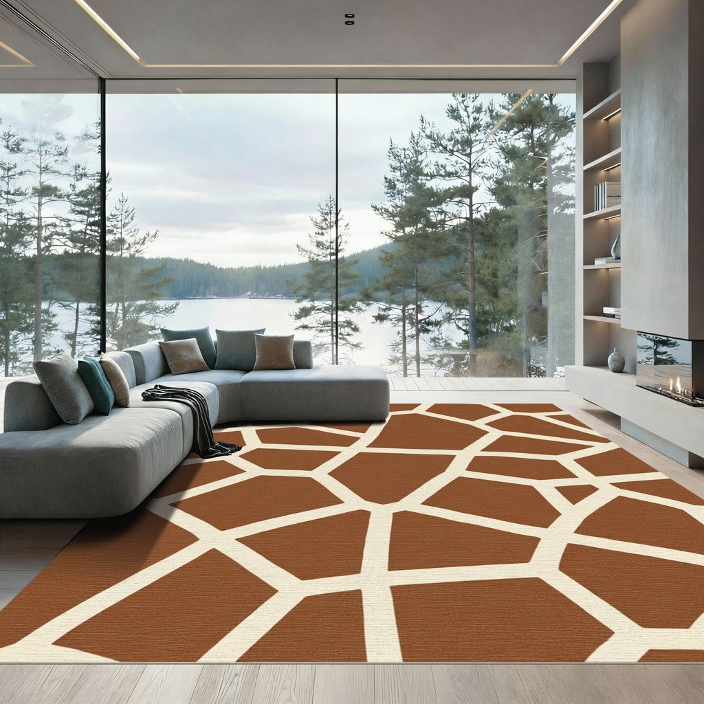 Brown Cream Giraffe Skin Texture Rug