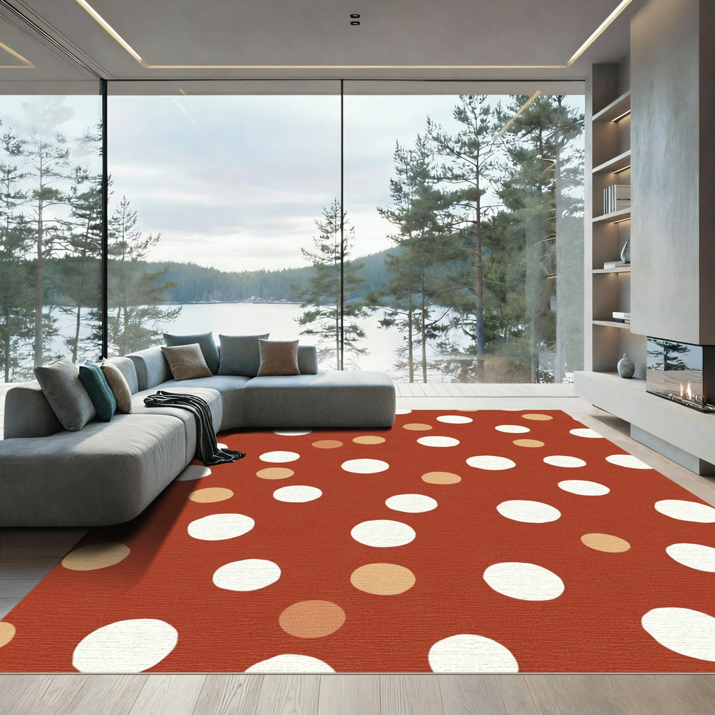Terra Cotta White Dot Scatter Rug