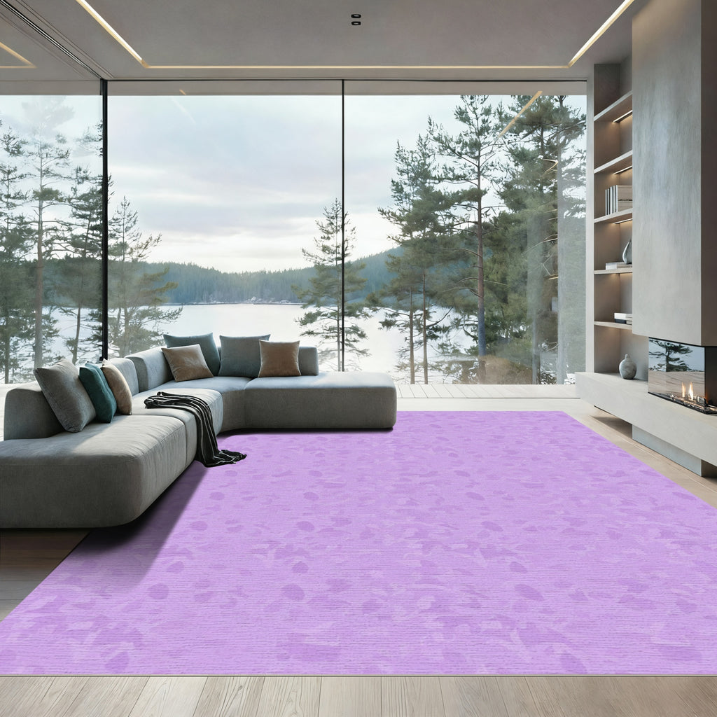 Soft Lilac Organic Leaf Pattern Rug