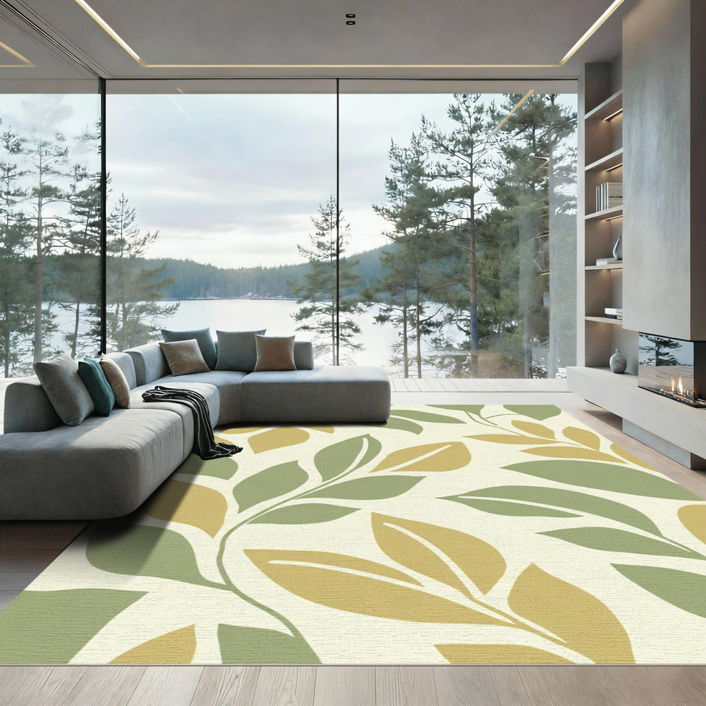 Sage And Gold Leaf Vines Rug