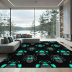 Glow Scarab Beetle Black Teal Repeats Rug