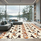 Earthy Brown Abstract Dancing Figures Rug