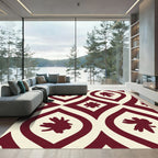 Crimson Leaf Arabesque Overlay Rug