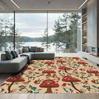 Red Toadstool Forest Whimsical Landscape Rug