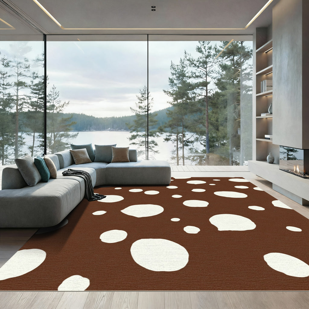 Brown White Polka Dot Scatter Rug