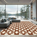 Brown Cream Abstract Repeat Arrangement Rug