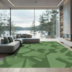 Earthy Green Abstract Camouflage Layout Rug