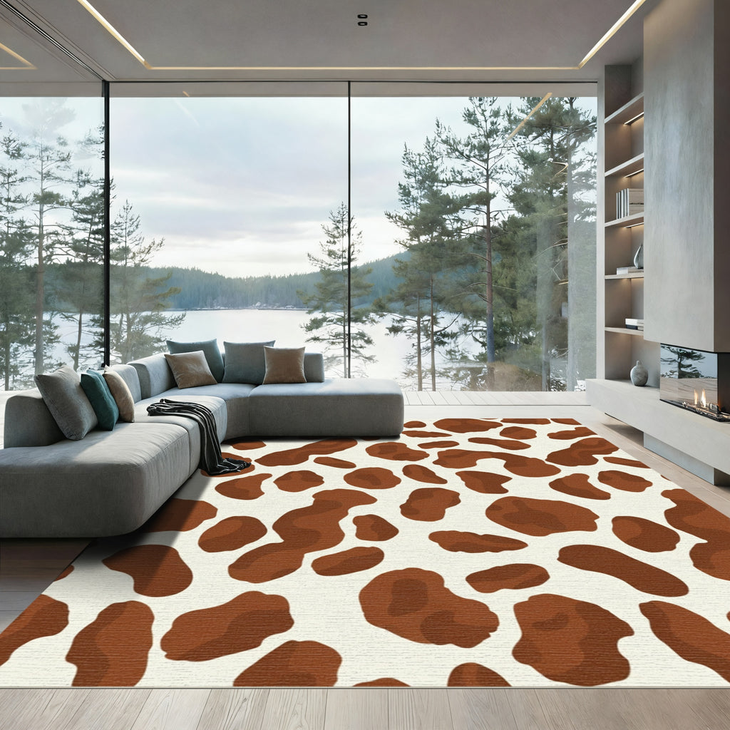 Brown And White Animal Spots Rug