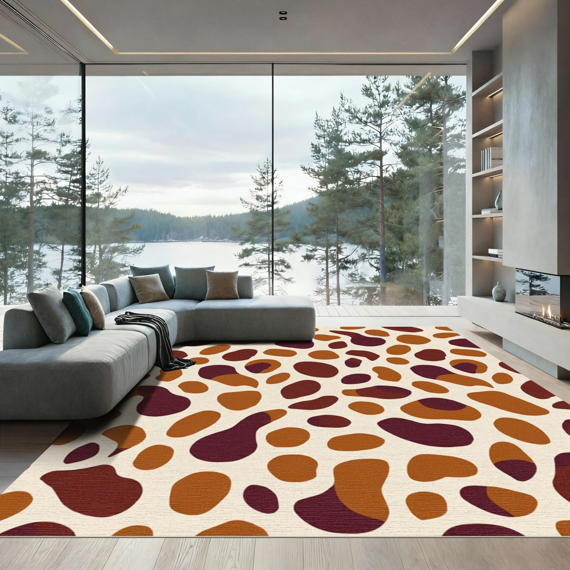 Terra Cotta Abstract Blob Medley Rug