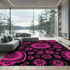 Vibrant Pink Floral Mandala Collage Rug