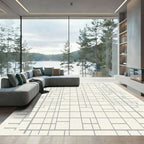 Modern Gray Geometric Grid Art Rug