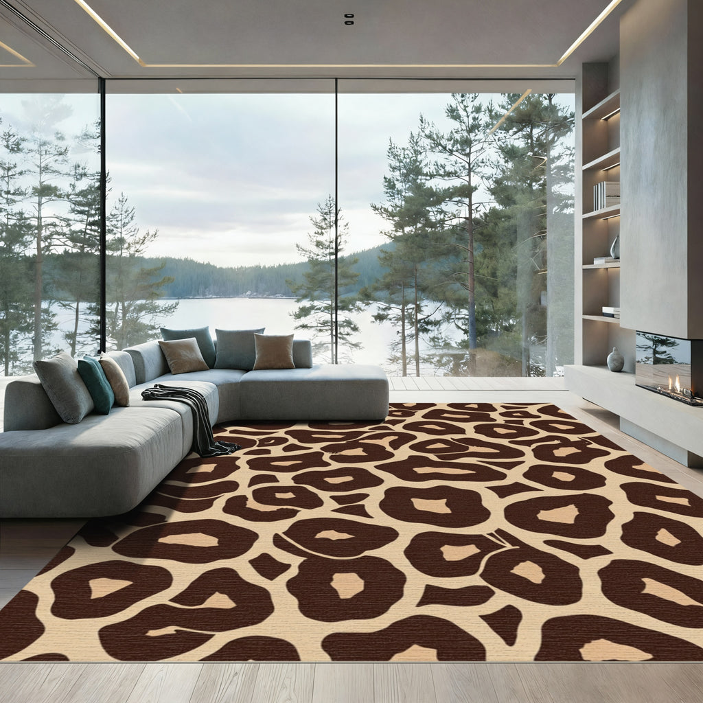 Brown Beige Leopard Spots Rug
