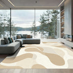 Earthy Beige Organic Abstract Swirl Rug